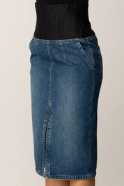 Elisabetta Franchi Gonna In Denim e Neoprene GJ39I56E2 BLUE DENIM/NERO