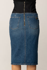 Elisabetta Franchi Gonna In Denim e Neoprene GJ39I56E2 BLUE DENIM/NERO