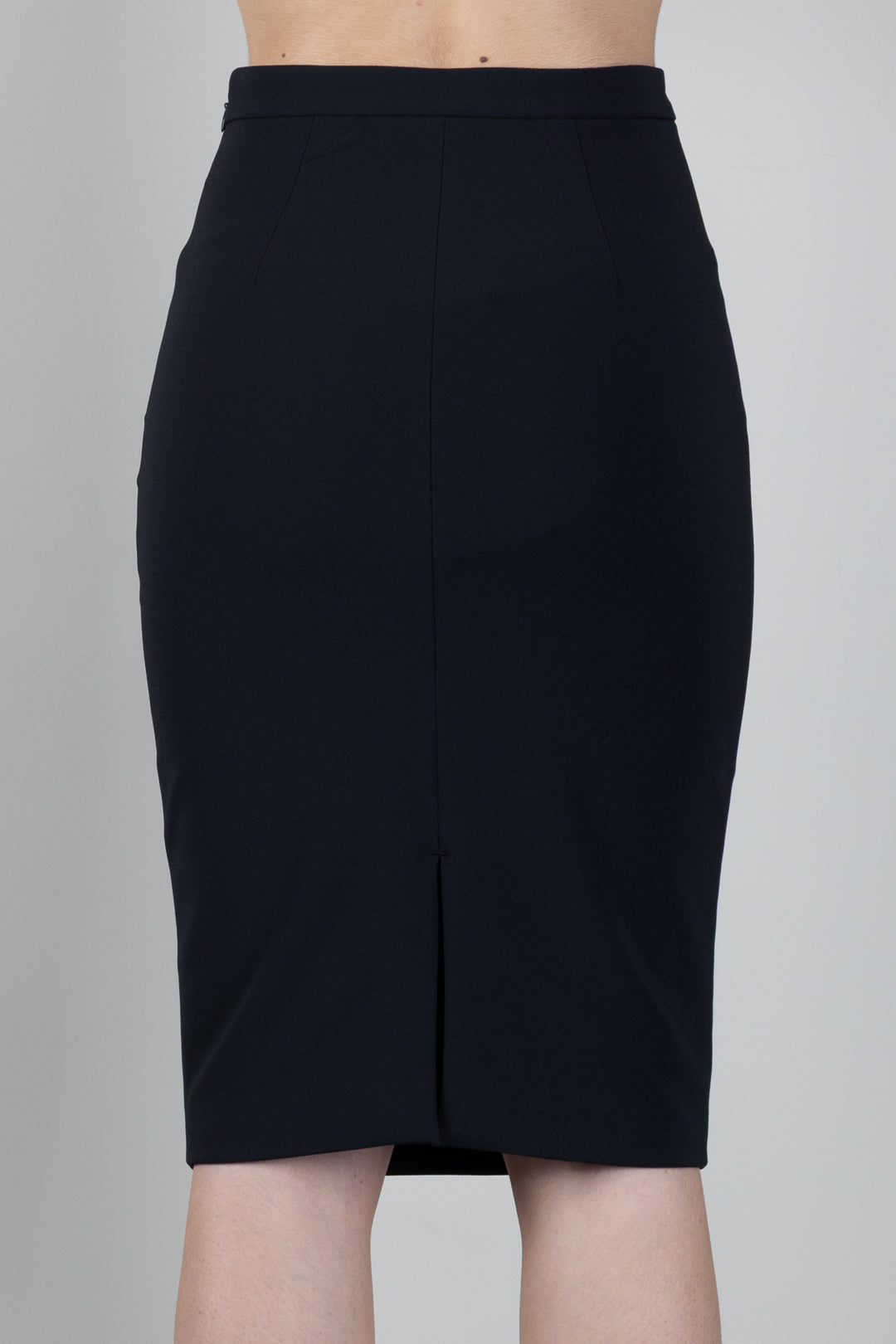 Elisabetta Franchi Gonna In Doppio Crêpe Stretch con Morsetto Gioiello Logo GO22366E2 NERO