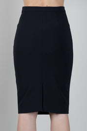 Elisabetta Franchi Gonna In Doppio Crêpe Stretch con Morsetto Gioiello Logo GO22366E2 NERO