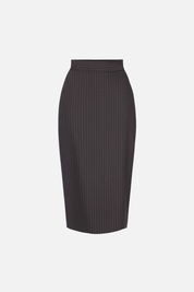 Elisabetta Franchi Gonna In Fresco Lana Gessato GO22266E2 DARK CHOCOLATE/GLASS