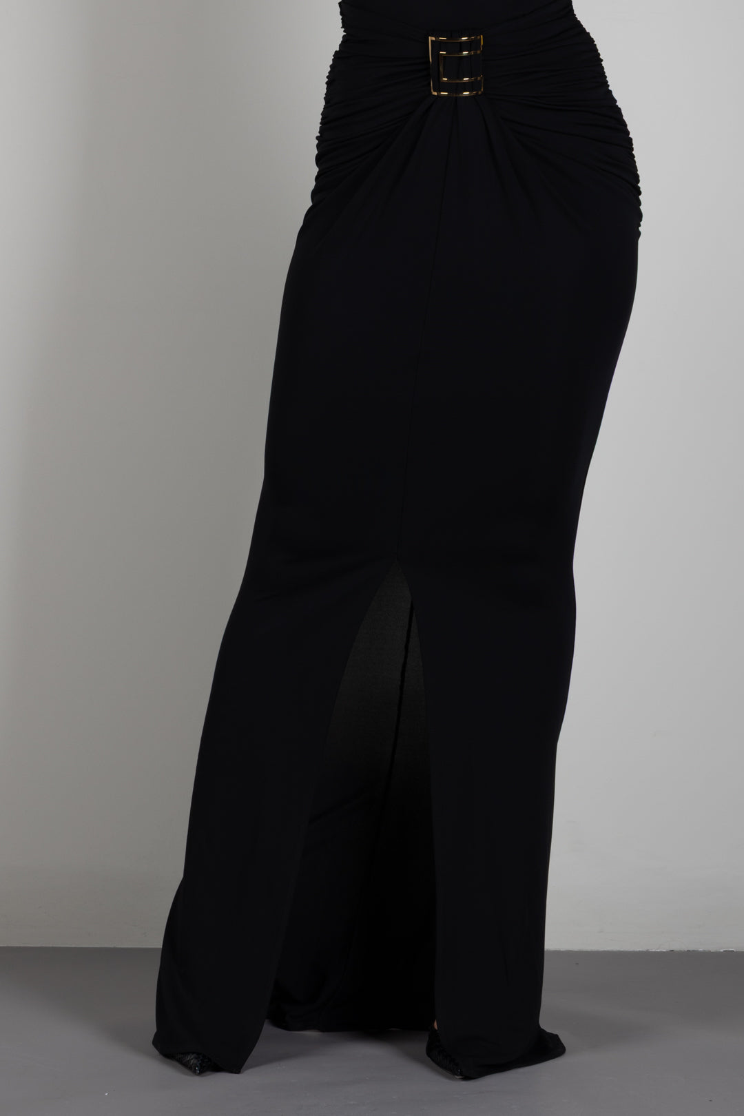 Elisabetta Franchi Gonna In Jersey Crêpe con Logo Gioiello GO25167E2 NERO