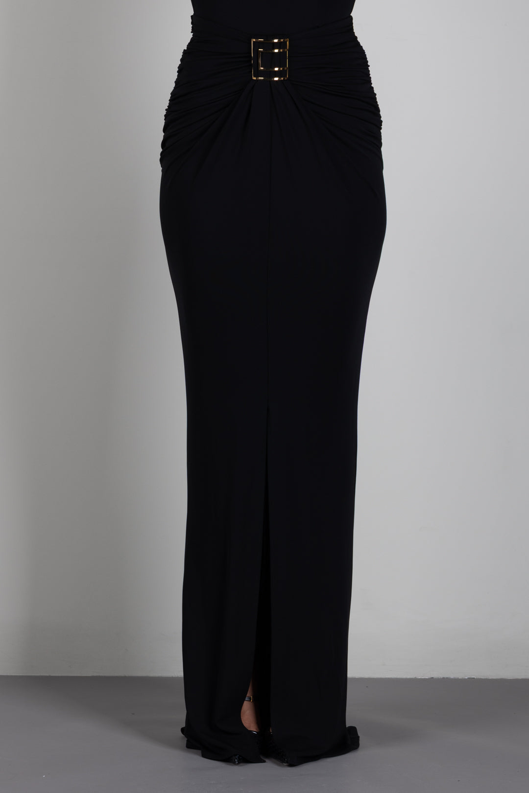 Elisabetta Franchi Gonna In Jersey Crêpe con Logo Gioiello GO25167E2 NERO