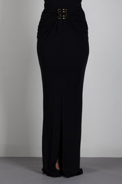 Elisabetta Franchi Gonna In Jersey Crêpe con Logo Gioiello GO25167E2 NERO