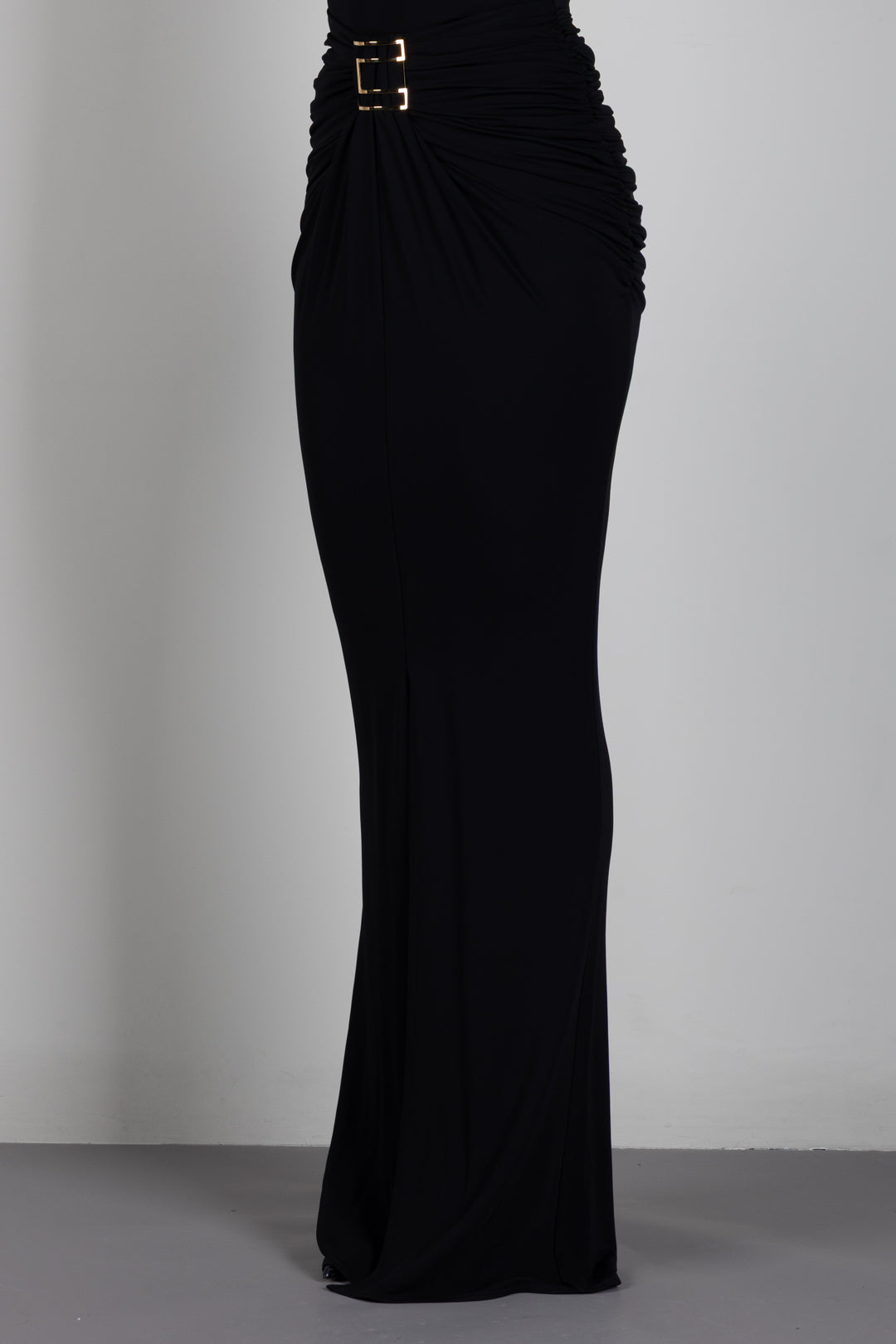 Elisabetta Franchi Gonna In Jersey Crêpe con Logo Gioiello GO25167E2 NERO