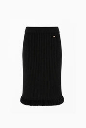 Elisabetta Franchi Bambina Gonna In Maglia a Coste con Bordo In Pelliccia Sintetica EFGO227CFL040.N000