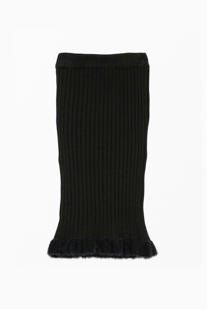 Elisabetta Franchi Bambina Gonna In Maglia a Coste con Bordo In Pelliccia Sintetica EFGO227CFL040.N000