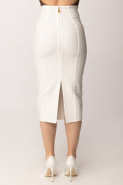 Elisabetta Franchi Gonna In Maglia a Tubino con Texture 3d GK30D62E2 AVORIO