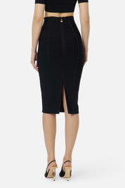 Elisabetta Franchi Gonna In Maglia a Tubino con Texture 3d GK30D62E2 NERO