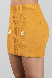 Elisabetta Franchi Bambina Gonna In Maglia con Lavorazione a Trecce e Logo EFGO226CFL098.7205