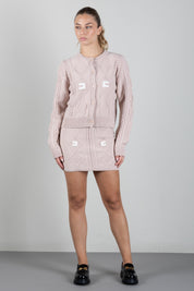Elisabetta Franchi Bambina Gonna In Maglia con Lavorazione a Trecce e Logo EFGO226CFL098.C863