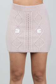 Elisabetta Franchi Bambina Gonna In Maglia con Lavorazione a Trecce e Logo EFGO226CFL098.C863