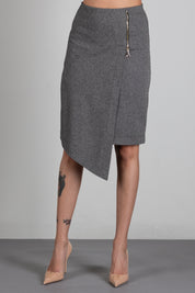 Patrizia Pepe Gonna In Misto Cotone Taupe Chiné 2G0047 C0277 TAUPE CHINE