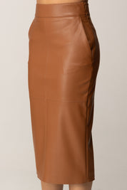 Elisabetta Franchi Gonna In Pelle Sintetica con Ganci Gioiello GO14557E2 BROWN SUGAR