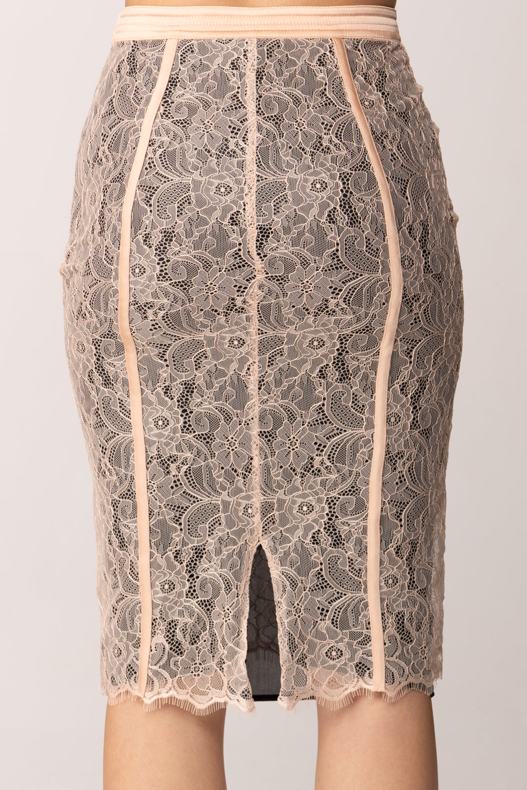 Elisabetta Franchi Gonna In Pizzo Floreale e Raso GO19362E2 NUDE/NERO