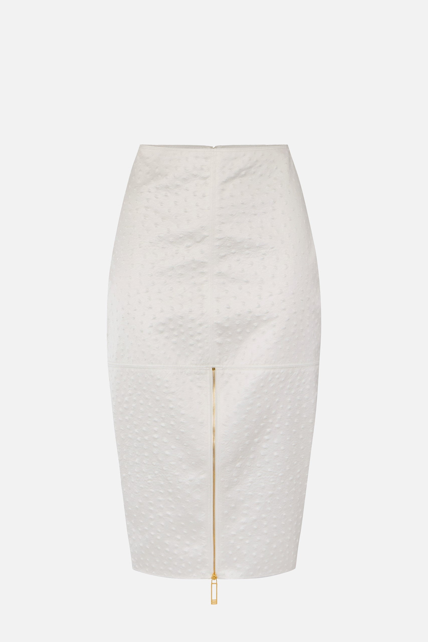 Elisabetta Franchi Gonna In Taffettà con Stampa Struzzo 3d GO14062E2 AVORIO