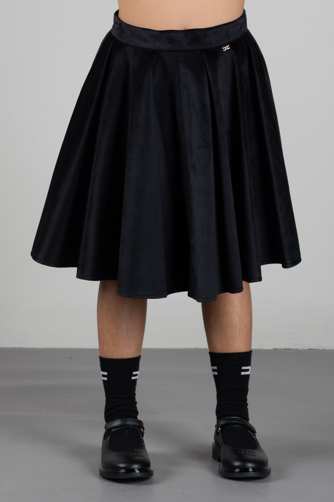 Elisabetta Franchi Bambina Gonna In Velluto con Pieghe EFGO2370VE018.N000
