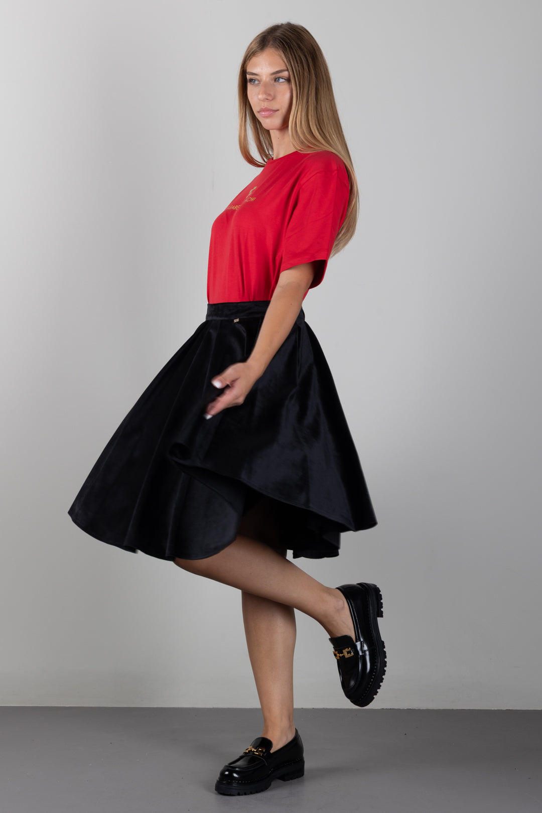 Elisabetta Franchi Bambina Gonna In Velluto con Pieghe EFGO2370VE018.N000