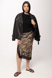 Pinko Gonna In Viscosa con Inserti In Pizzo 107731 A3MY CSZ