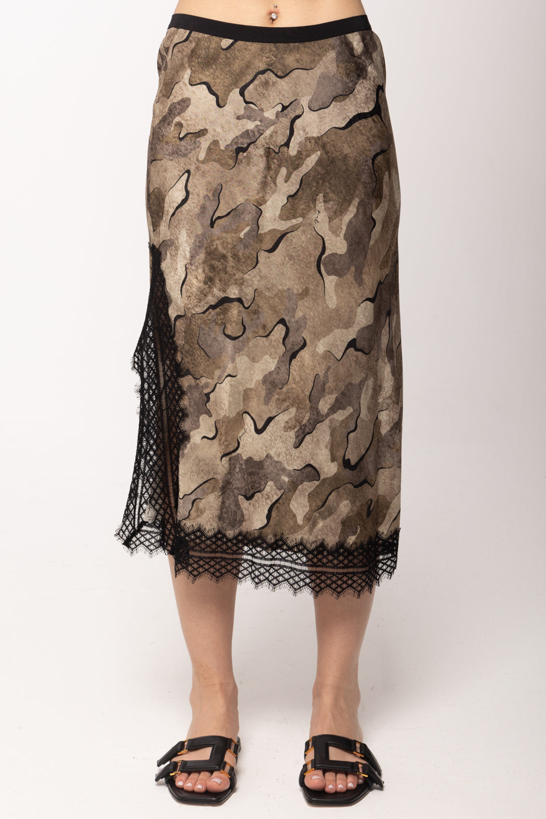 Pinko Gonna In Viscosa con Inserti In Pizzo 107731 A3MY CSZ