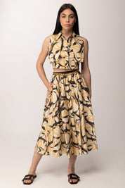 Elisabetta Franchi Gonna Longuette con Stampa Nastri GO15161E2 CREMA