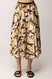 Elisabetta Franchi Gonna Longuette con Stampa Nastri GO15161E2 CREMA