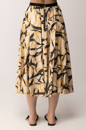 Elisabetta Franchi Gonna Longuette con Stampa Nastri GO15161E2 CREMA