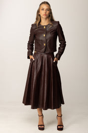 Elisabetta Franchi Gonna Longuette In Craquelé GO13656E2 MERLOT