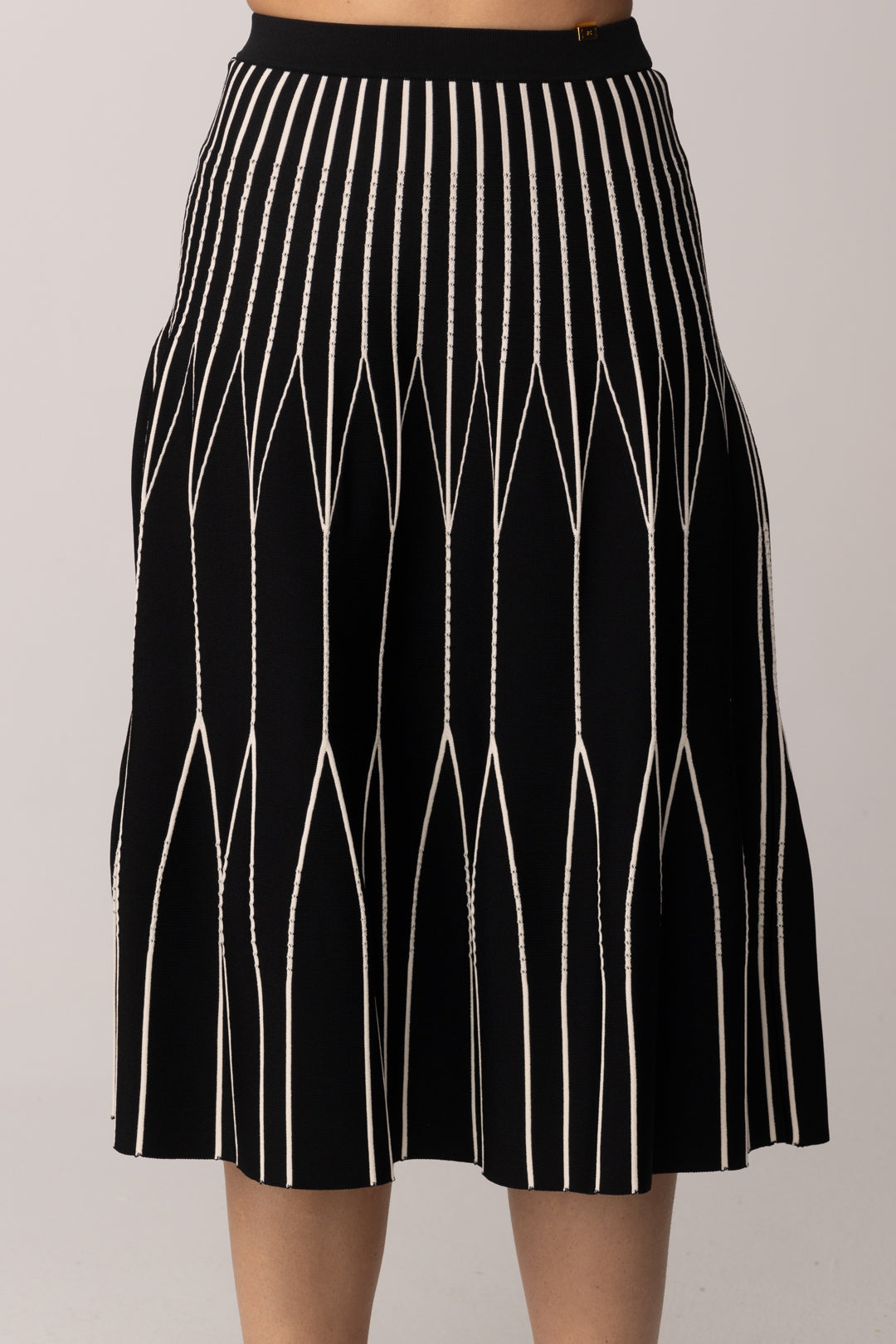 Elisabetta Franchi Gonna Longuette In Maglia Bicolore GK31S62E2 NERO/BURRO