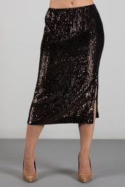 Twin-set Gonna Longuette In Paillettes 262TT2142 SEQUINS STRIPES BROW