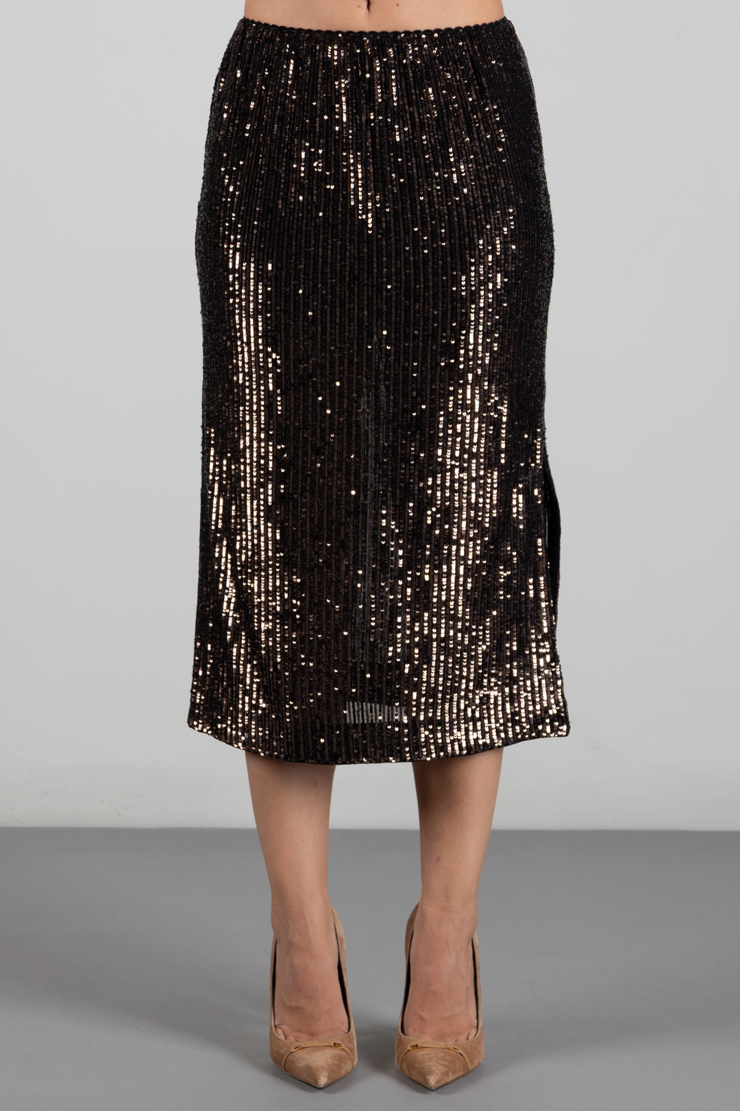 Twin-set Gonna Longuette In Paillettes 262TT2142 SEQUINS STRIPES BROW