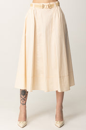 Twin-set Gonna Longuette In Popeline con Cintura 251TT202J PRETTY PINK