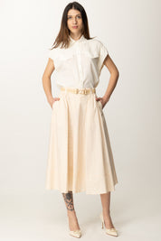 Twin-set Gonna Longuette In Popeline con Cintura 251TT202J PRETTY PINK