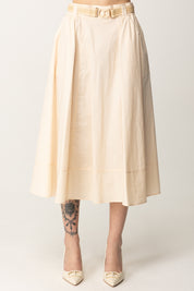 Twin-set Gonna Longuette In Popeline con Cintura 251TT202J PRETTY PINK