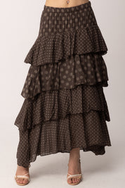 Khloe Femme Gonna Lunga a Balze con Fantasia Pois A8320-M21 CACAO