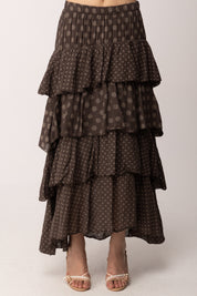 Khloe Femme Gonna Lunga a Balze con Fantasia Pois A8320-M21 CACAO