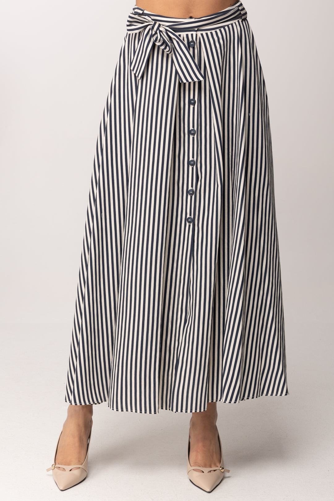 Hanita Gonna Lunga a Righe con Fusciacca H.G1038.4577 BLU MARINE