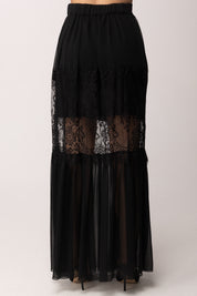 Hanita Gonna Lunga con Pizzo e Trasparenza H.G1036.4574 NERO