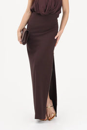 Elisabetta Franchi Gonna Lunga con Zip Laterale GO16561E2 CACAO