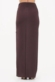 Elisabetta Franchi Gonna Lunga con Zip Laterale GO16561E2 CACAO