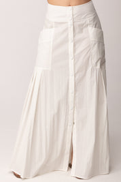 Patrizia Pepe Gonna Lunga Flare con Bottoni e Tasche 2G1053 A733 BIANCO