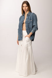 Patrizia Pepe Gonna Lunga Flare con Bottoni e Tasche 2G1053 A733 BIANCO