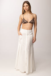 Patrizia Pepe Gonna Lunga Flare con Bottoni e Tasche 2G1053 A733 BIANCO