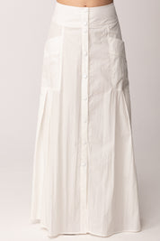 Patrizia Pepe Gonna Lunga Flare con Bottoni e Tasche 2G1053 A733 BIANCO