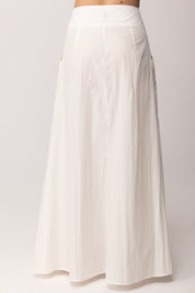 Patrizia Pepe Gonna Lunga Flare con Bottoni e Tasche 2G1053 A733 BIANCO