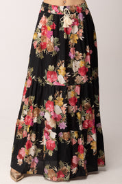 Khloe Femme Gonna Lunga Floreale con Balze e Nappine H2142-M32 FANTASIA