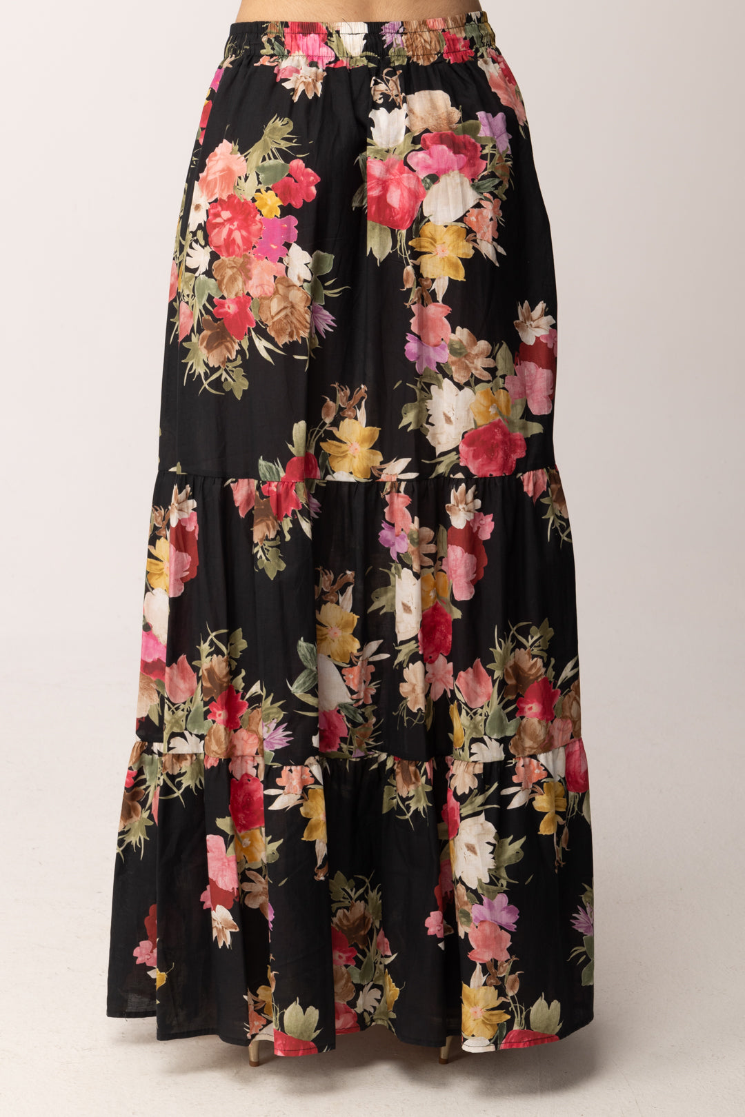 Khloe Femme Gonna Lunga Floreale con Balze e Nappine H2142-M32 FANTASIA