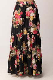 Khloe Femme Gonna Lunga Floreale con Balze e Nappine H2142-M32 FANTASIA