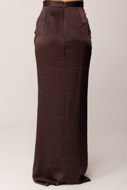 Elisabetta Franchi Gonna Lunga In Raso con Dettaglio Gioiello GO14657E2 MERLOT