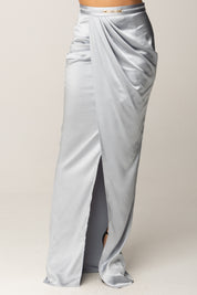 Elisabetta Franchi Gonna Lunga In Raso con Dettaglio Gioiello GO14657E2 STARLIGHT